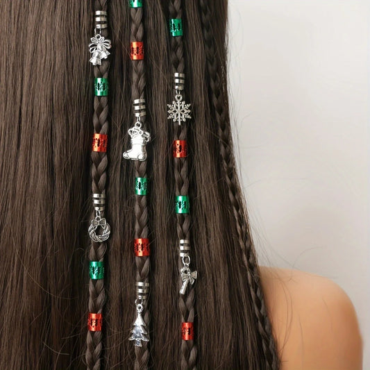 26 Pcs Christmas Decor Pendant Dreadlock Braid Hair Rings