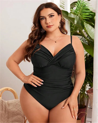 2025 Sexy Black Sreapped Plus Size Swimwear Women Push Up