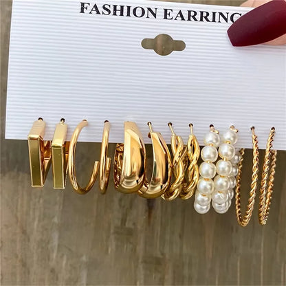 Fashion Geometric Hoop Earrings Set for Women