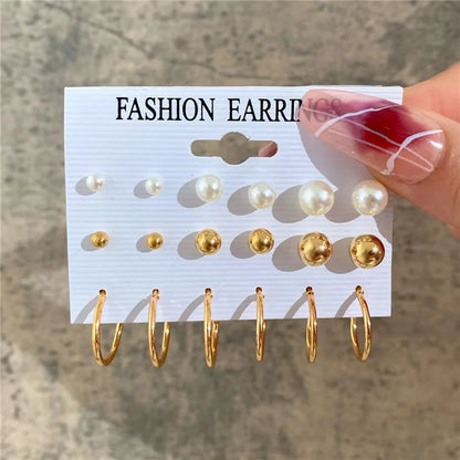 Fashion Geometric Hoop Earrings Set for Women