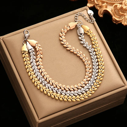 316L Stainless Steel Twisted Bracelet Bangles 18K Gold Plated Wrist Chain