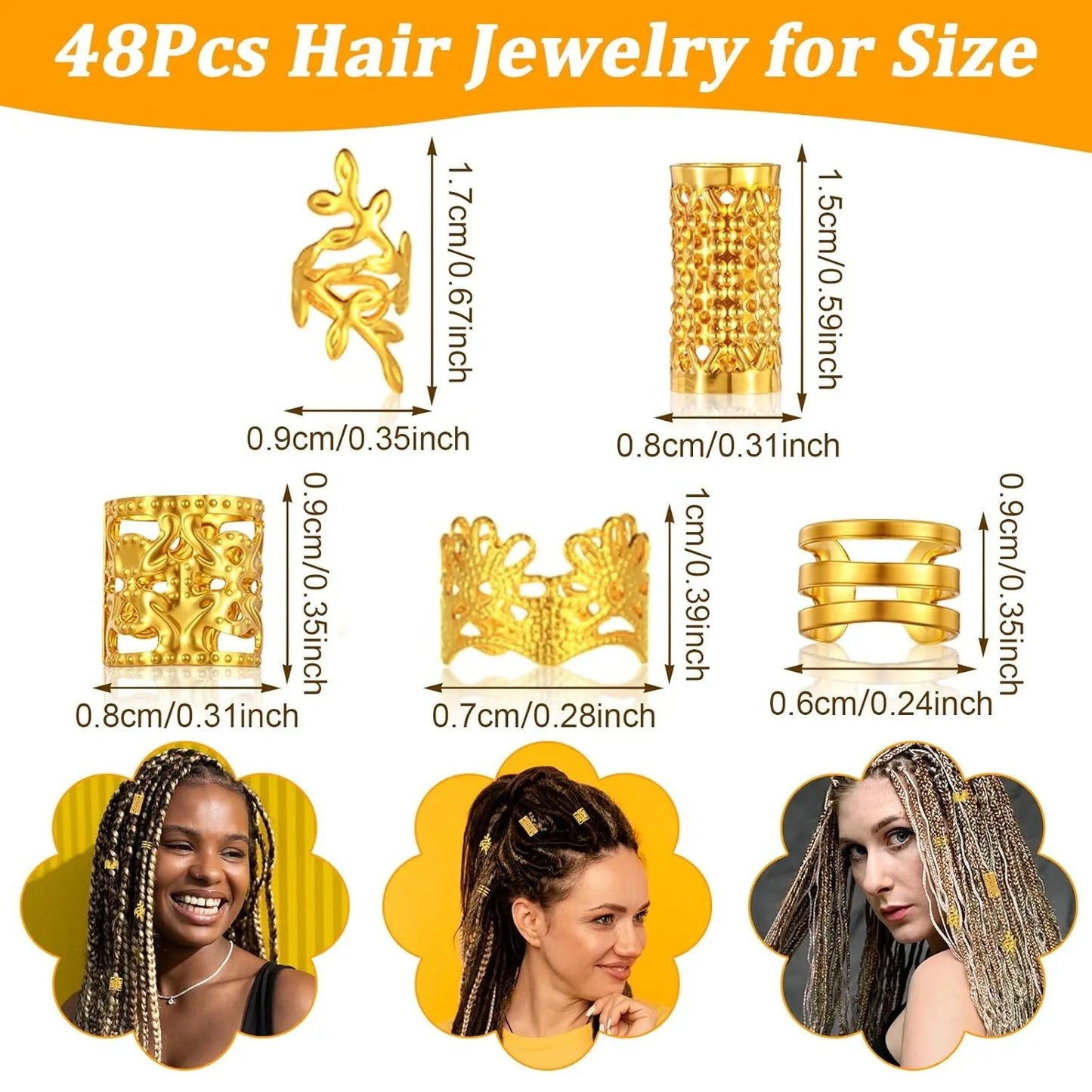 48pcs  Hair Braid Rings Clips