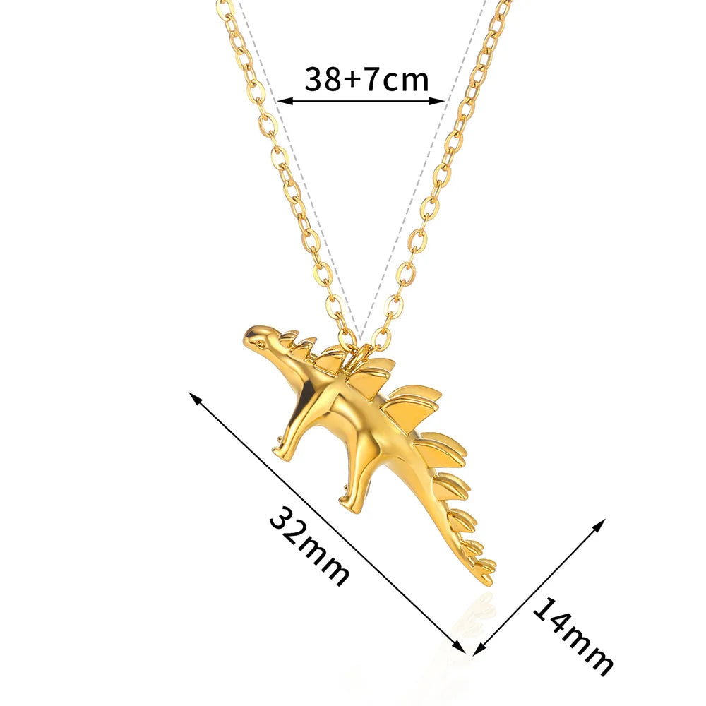 2025 Trendy Dinosaurs Pendant Necklace For Girls Boys Gold Color Wildlife Choker